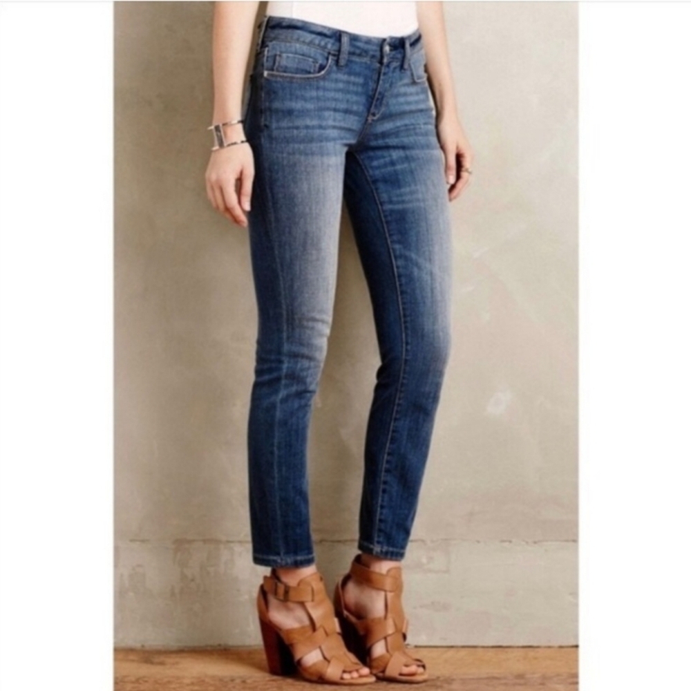 Pilcro and the Letterpress Stet Fit- Skinny Blue Jeans with Subtle Fading